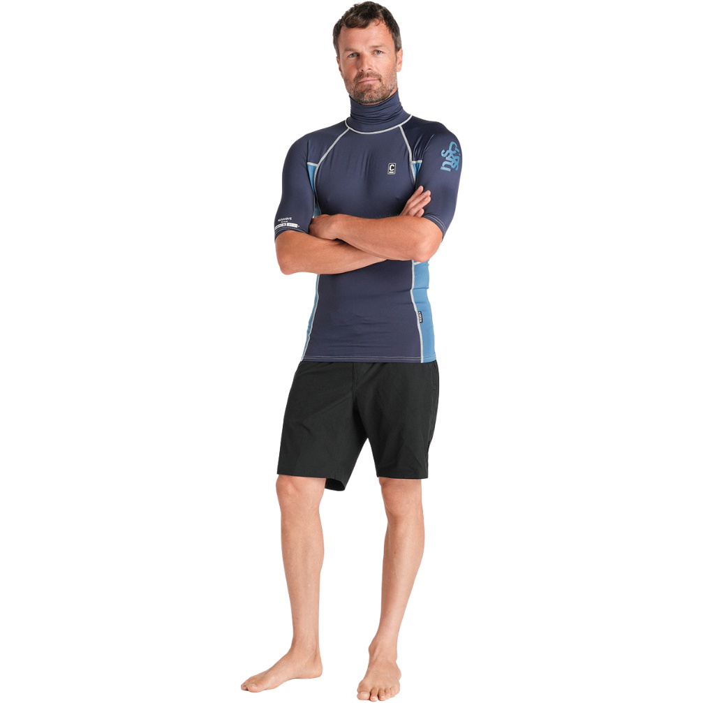 2026 C-Skins M&auml;nner Nuwave Rash X Kurzarm-Weste C-NLYSSMT  Bluestone / Steel Blue